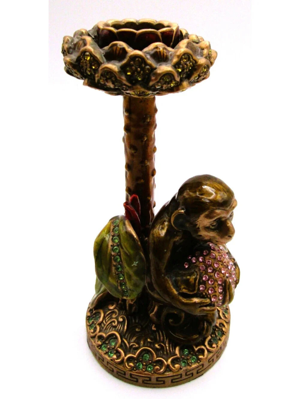 Edgar Berebi 7643/9 Monkey Candlestick Topaz Mix Glaze and Museum Gold Plate